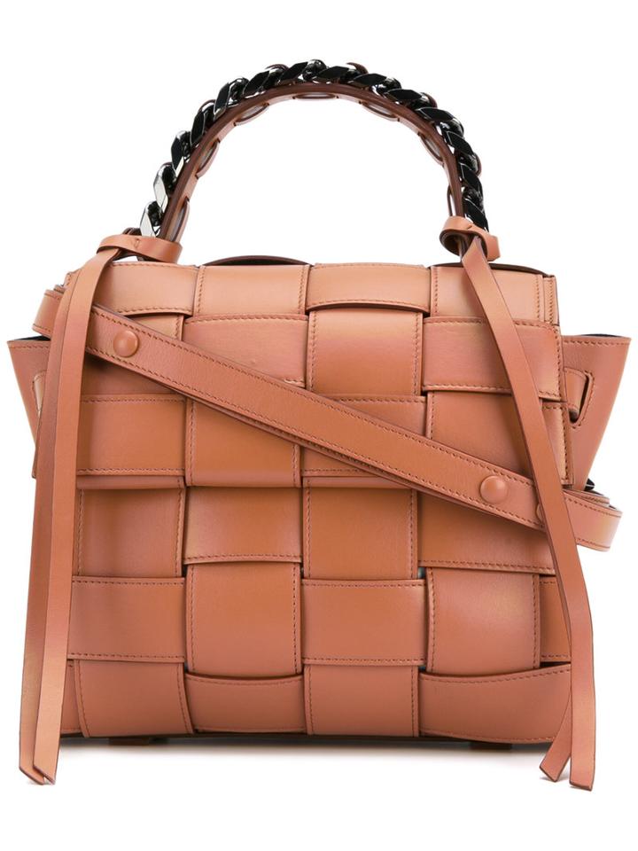 Elena Ghisellini - Crossed Tote - Women - Calf Leather - One Size, Women's, Brown, Calf Leather