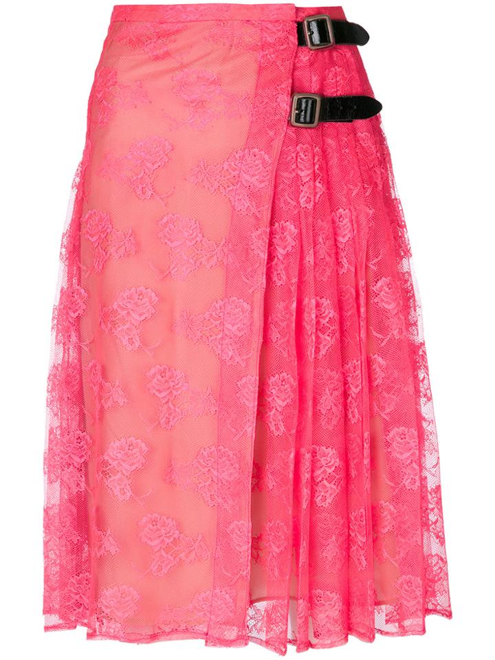 Christopher Kane Neon Lace Kilt - Pink & Purple