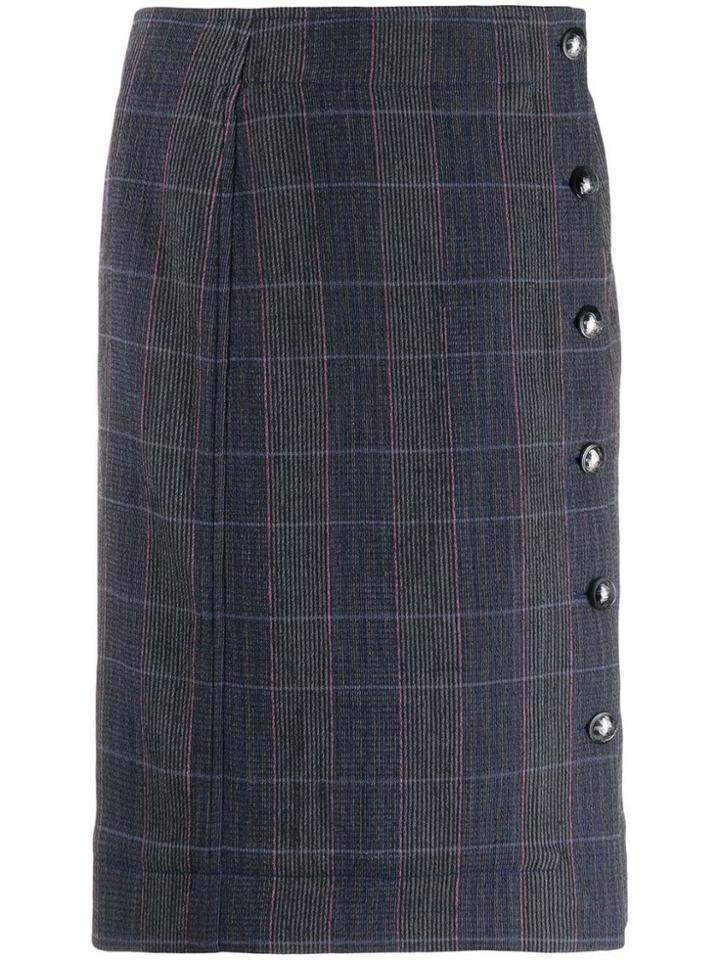 Chloé Checked Straight Skirt - Blue