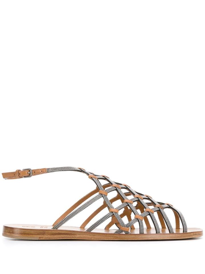 Brunello Cucinelli Jewel Cage Sandals - Brown