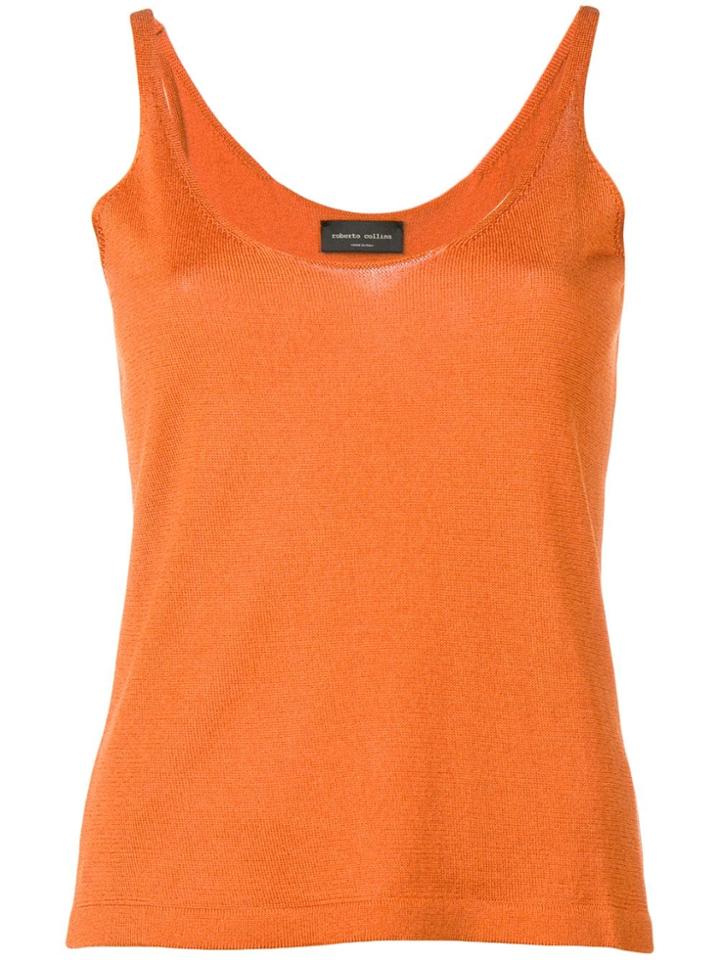 Roberto Collina Scoop Neck Knit Top - Orange
