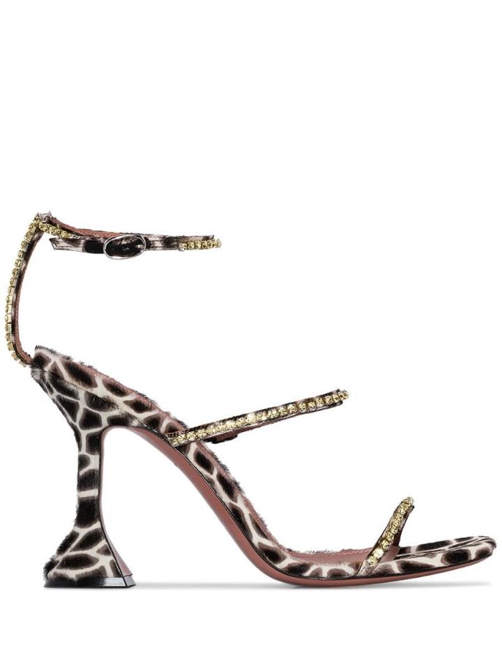Amina Muaddi Gilda 95mm Leopard Print Sandals - Brown
