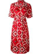 For Restless Sleepers Geometric Print Shirt Dress, Women's, Size: S, Red, Silk