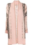 Twin-set Open Front Intarsia Cardigan - Pink