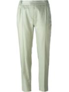 Mm6 Maison Margiela Slim Fit Trousers, Women's, Size: 38, Green, Cotton/cupro/viscose