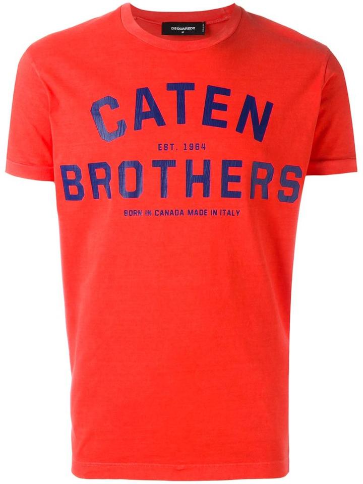Dsquared2 'caten Brothers' T-shirt, Men's, Size: Medium, Red, Cotton