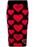 Philipp Plein - Heart Intarsia-knit Skirt - Women - Polyester/viscose - S, Black, Polyester/viscose