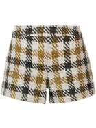 Alice+olivia Plaid Short Shorts, Women's, Size: 8, Nude/neutrals, Cotton/acrylic/polyester/virgin Wool