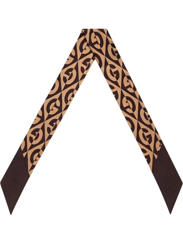 Gucci G Rombi Logo Thin Scarf - Neutrals