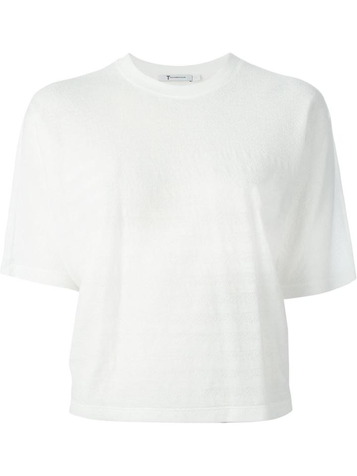 T By Alexander Wang Striped T-shirt, Women's, Size: Medium, White, Silk/cotton/nylon