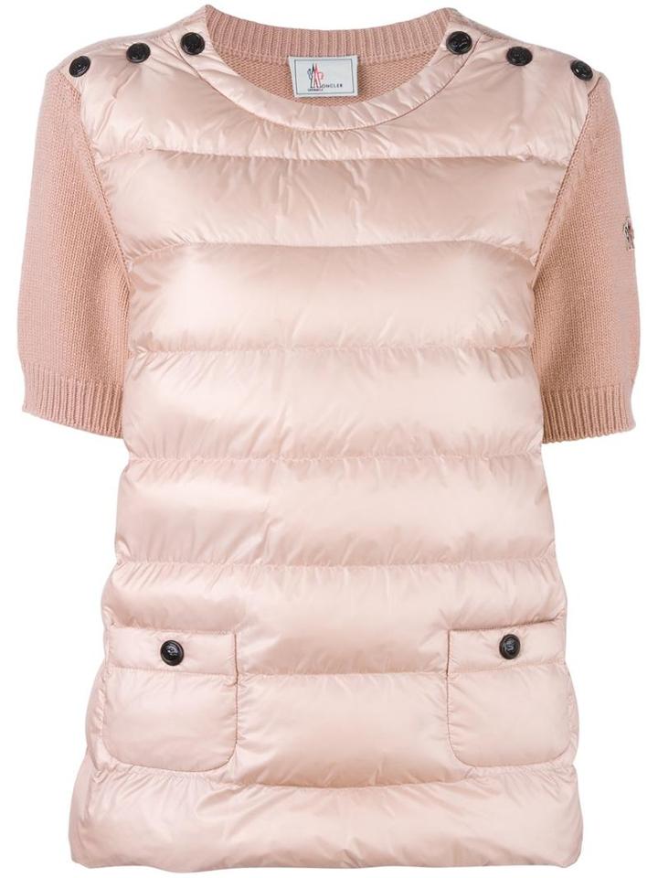 Moncler Grenoble Padded Knitted Top, Women's, Size: Large, Pink/purple, Polyamide/wool/cashmere/feather Down