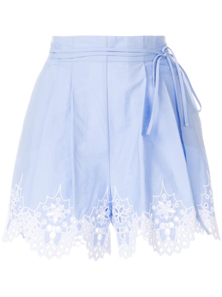 Ermanno Scervino Crochet Lace Hem Shorts - Blue