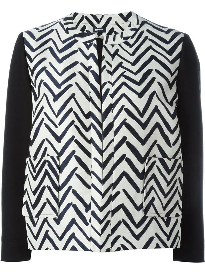 Jil Sander Navy Zigzag Print Jacket