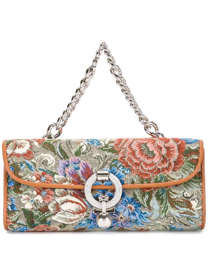 Ermanno Scervino Floral Pattern Clutch, Women's, Polyester/leather/crystal/metal (other)