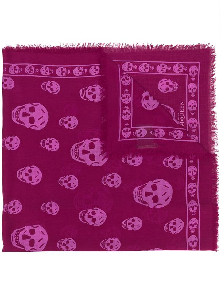 Alexander Mcqueen Skull-print Scarf - Red