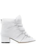 Sergio Rossi Frill-trim Ankle Boots - White