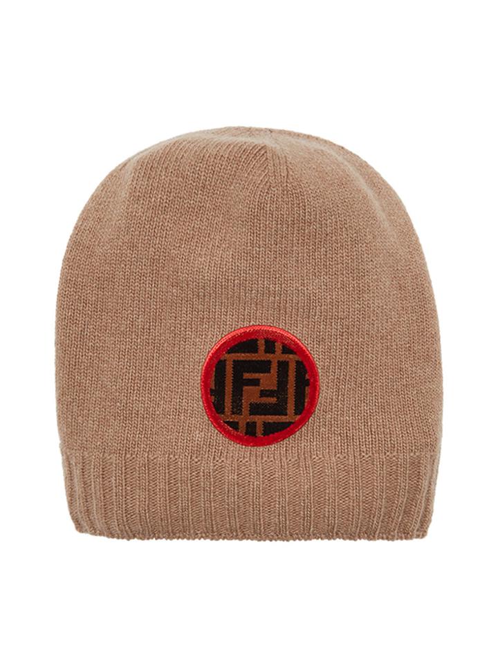 Fendi Ff Logo Patch Beanie - Nude & Neutrals