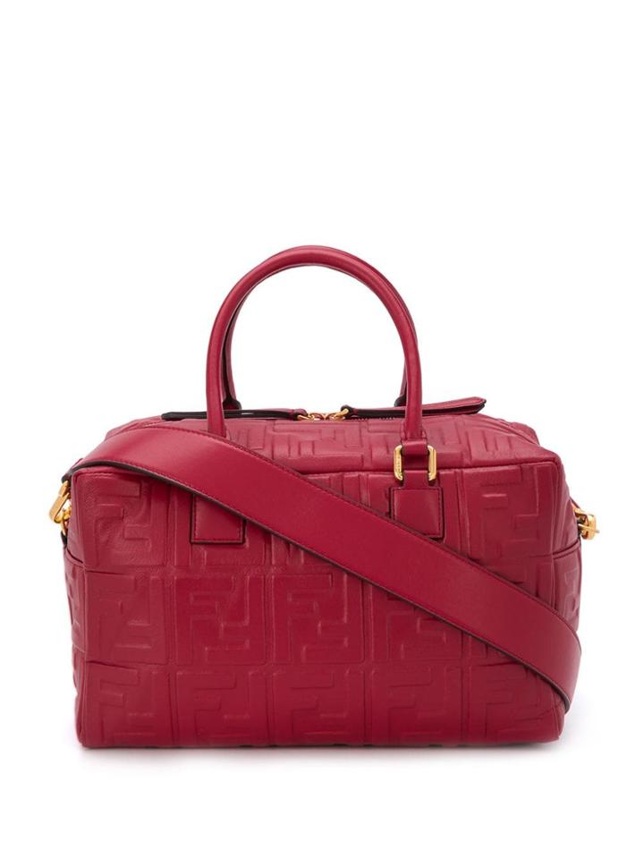 Fendi Small Boston Ff Motif Bag - Red