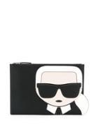 Karl Lagerfeld K/ikonik Zipped Clutch-nag - Black