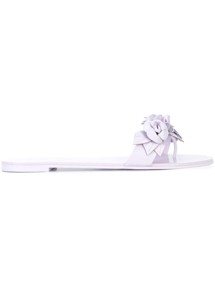 Sophia Webster Floral Flat Mules - Pink & Purple