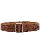 Saint Laurent Plait Buckle Belt - Brown
