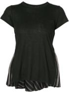 Sacai - Striped Back T-shirt - Women - Linen/flax/polyester/cupro - 3, Black, Linen/flax/polyester/cupro