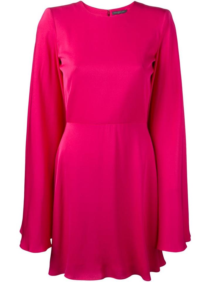 Alexander Mcqueen Cape Detail Mini Dress, Women's, Size: 40, Pink/purple, Viscose/silk