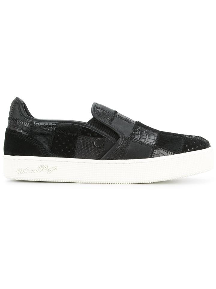 Whiteflags Patchwork Slip-on Sneakers - Black