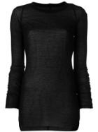 Rick Owens Longsleeved Sheer Top - Black