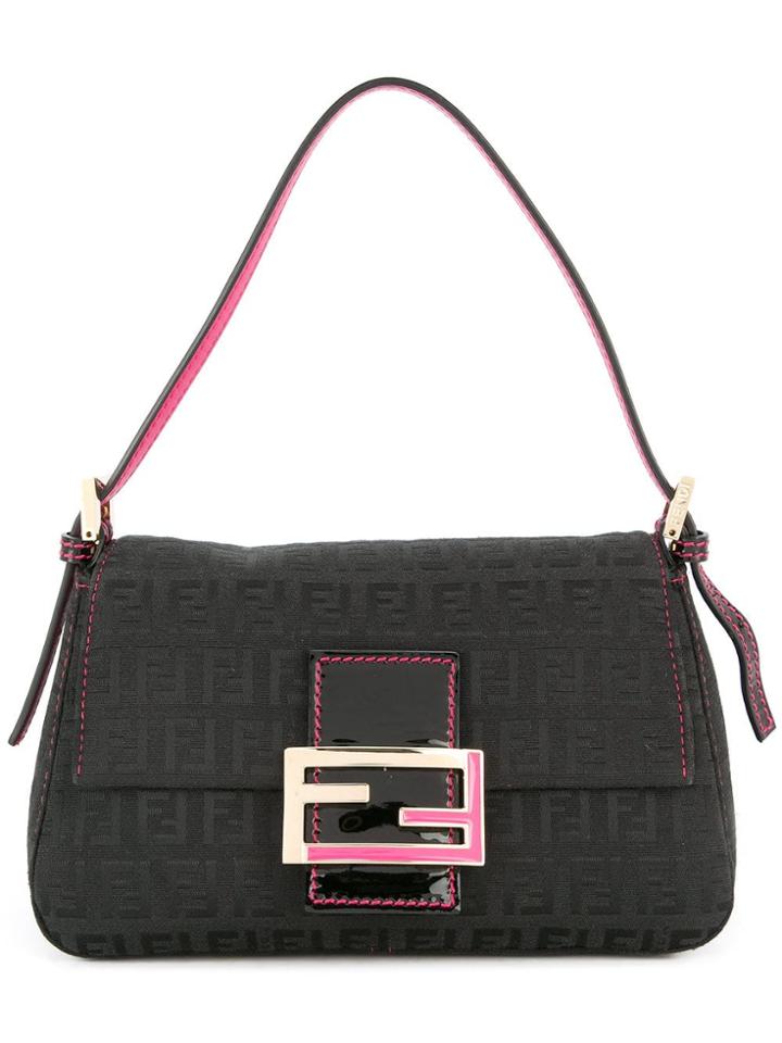 Fendi Vintage Mamma Baguette Zucca Pattern Shoulder Bag - Black