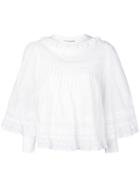 Burberry Lace Detail Ruffle Cape Overlay Top - White