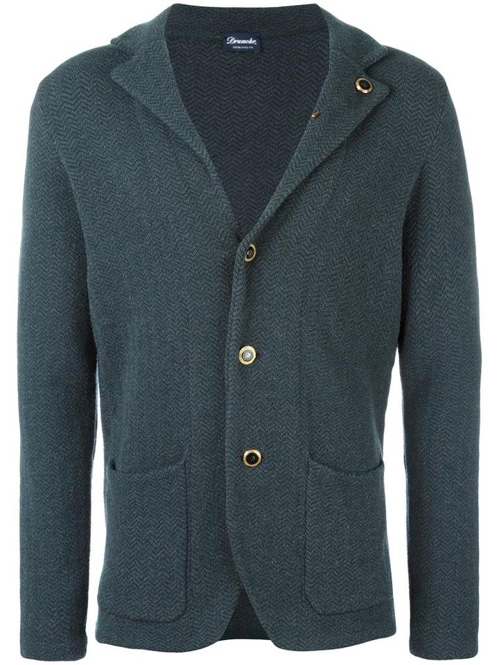 Drumohr Button Up Blazer, Men's, Size: 46, Green, Polyamide/spandex/elastane/wool