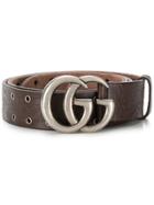Gucci Double G Buckle Eyelet Belt - Brown