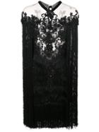 Marchesa Beaded Fringe Mini Dress - Black