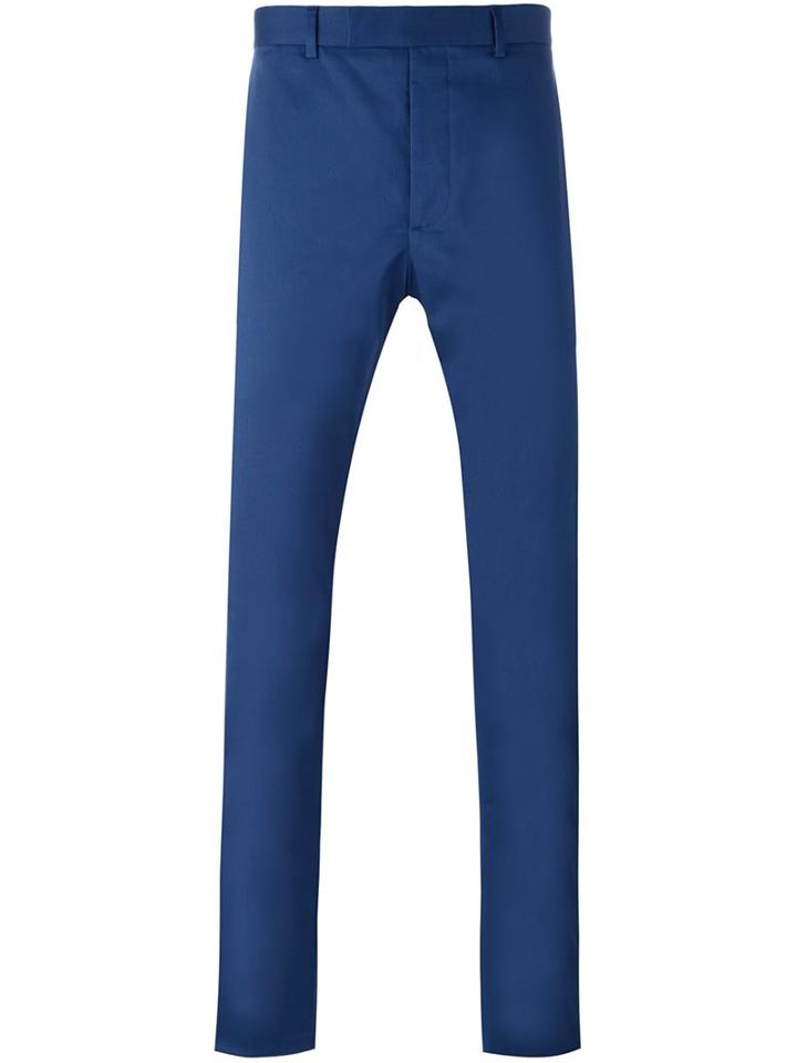 Dior Homme Slim Fit Chinos, Men's, Size: 46, Blue, Cotton/spandex/elastane