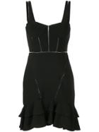 Jonathan Simkhai Crepe Combo Mini Ruffle Dress - Black