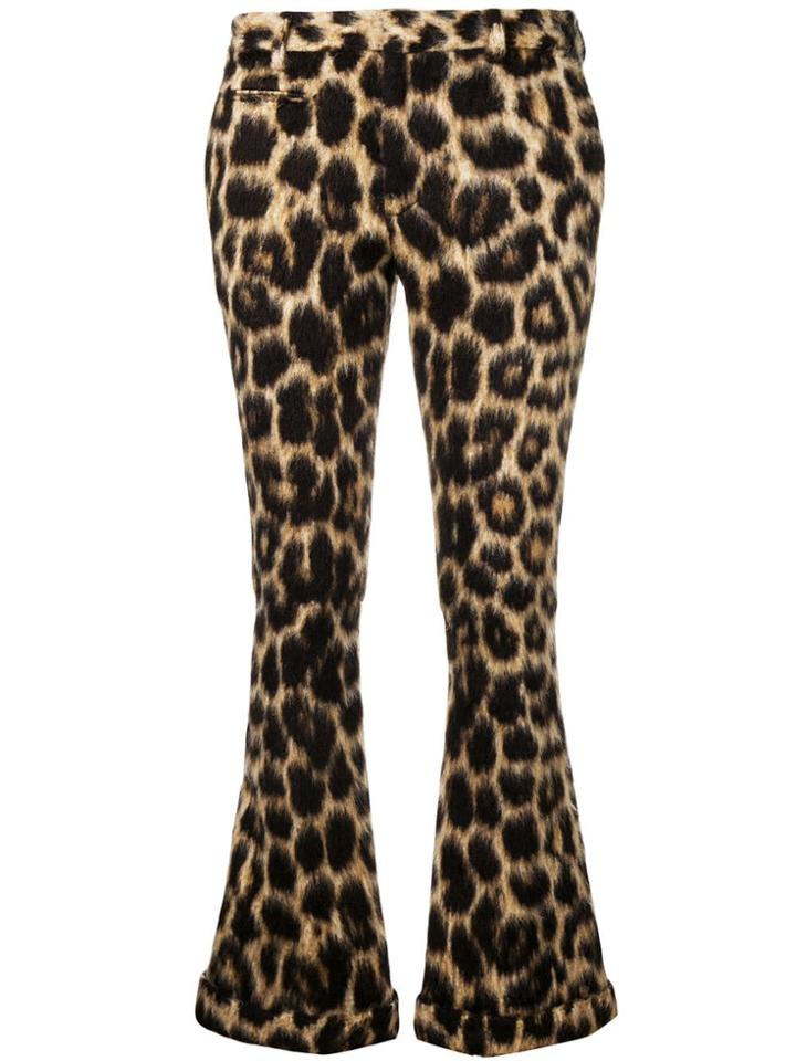 R13 Leopard Print Flared Trousers - Neutrals