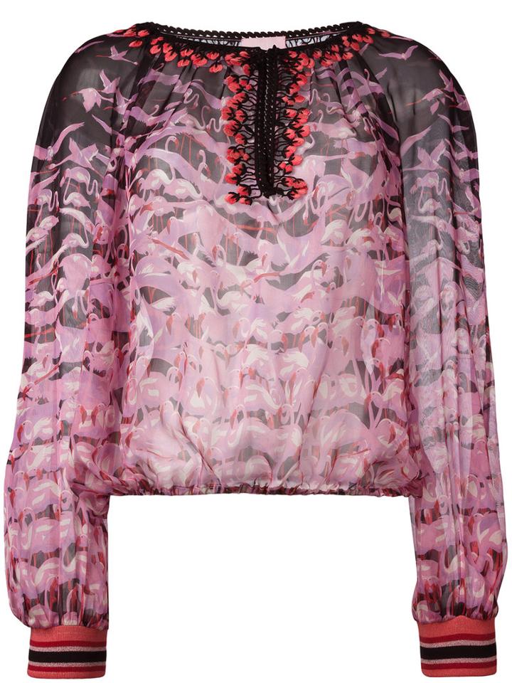 Giamba - Printed Blouse - Women - Silk/cotton/viscose/spandex/elastane - 42, Pink/purple, Silk/cotton/viscose/spandex/elastane
