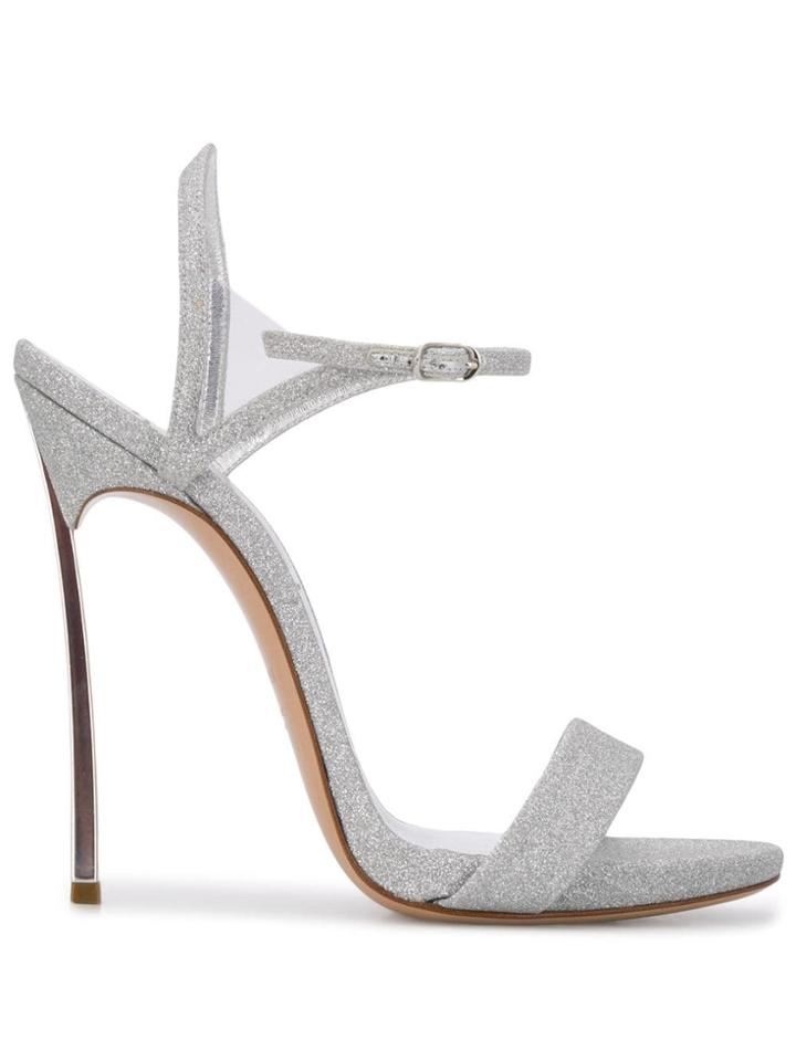 Casadei Blade Glittered Sandals - Silver