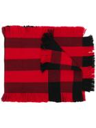 Burberry Fringed Check Scarf - Red