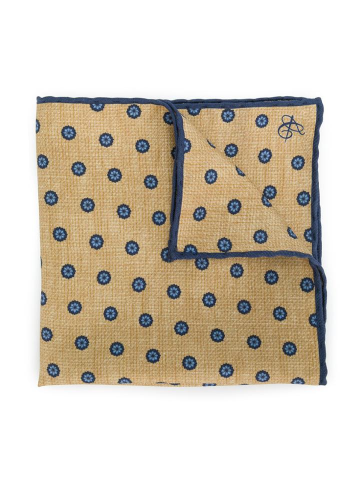 Canali Flower Spot Pocket Square - Yellow & Orange