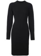 Mugler Ribbed Fitted Dress, Women's, Size: Small, Black, Polyester/wool