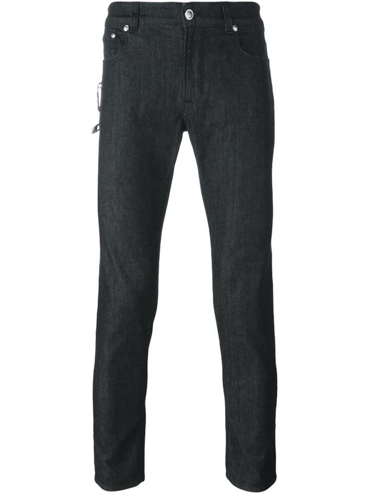 Versus Safety Pin Detail Skinny Jeans, Men's, Size: 32, Black, Cotton/spandex/elastane/polyester