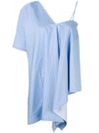 Maison Margiela - Asymmetric Striped Top - Women - Cotton - 40, Blue, Cotton