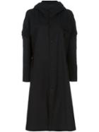 Yohji Yamamoto Hooded Flared Coat, Women's, Size: Iii, Black, Cotton