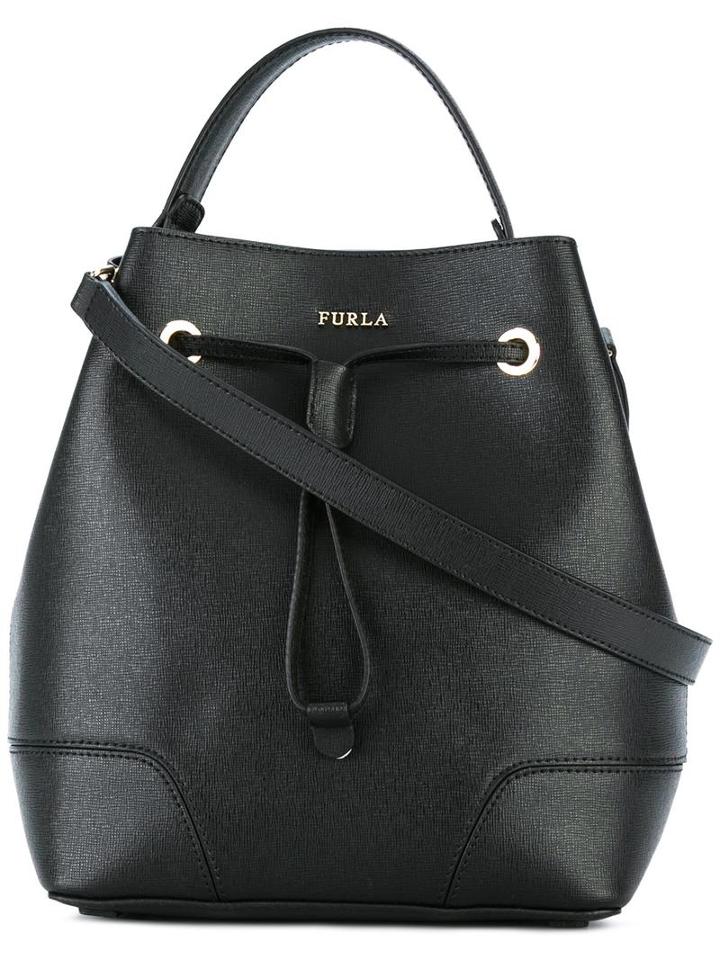 Furla Drawstring Bucket Crossbody Bag, Women's, Black, Leather