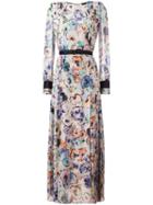 Giorgio Armani Pleated Floral Paint Dress, Women's, Size: 44, Beige, Silk