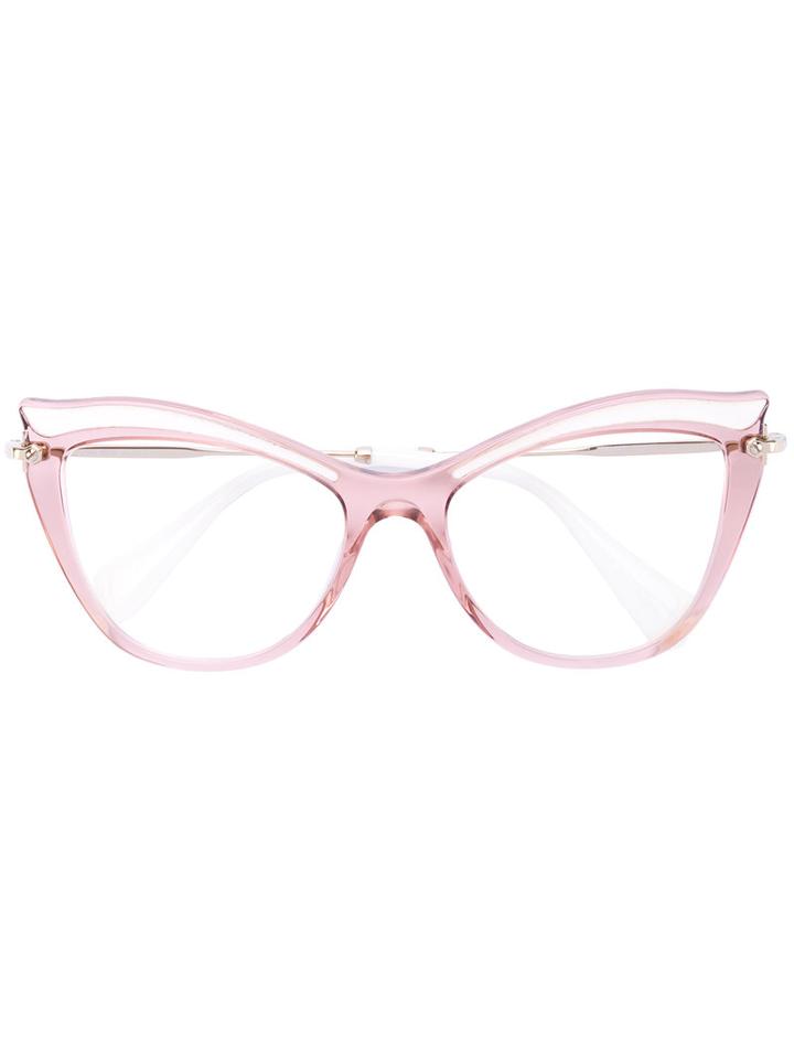 Miu Miu Eyewear - Cat Eye Glasses - Women - Acetate/metal - 53, Pink/purple, Acetate/metal