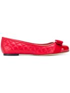 Salvatore Ferragamo Front Bow Ballerina Shoes - Red