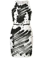Moschino Brushstroke Faille Polka Dot Dress - White